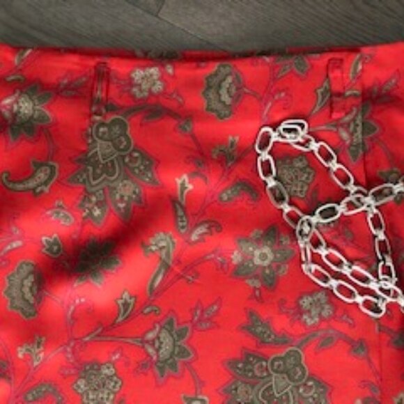 Jones NY Country Wrap Silk Skirt Red + grey Sz 6 - Picture 5 of 5